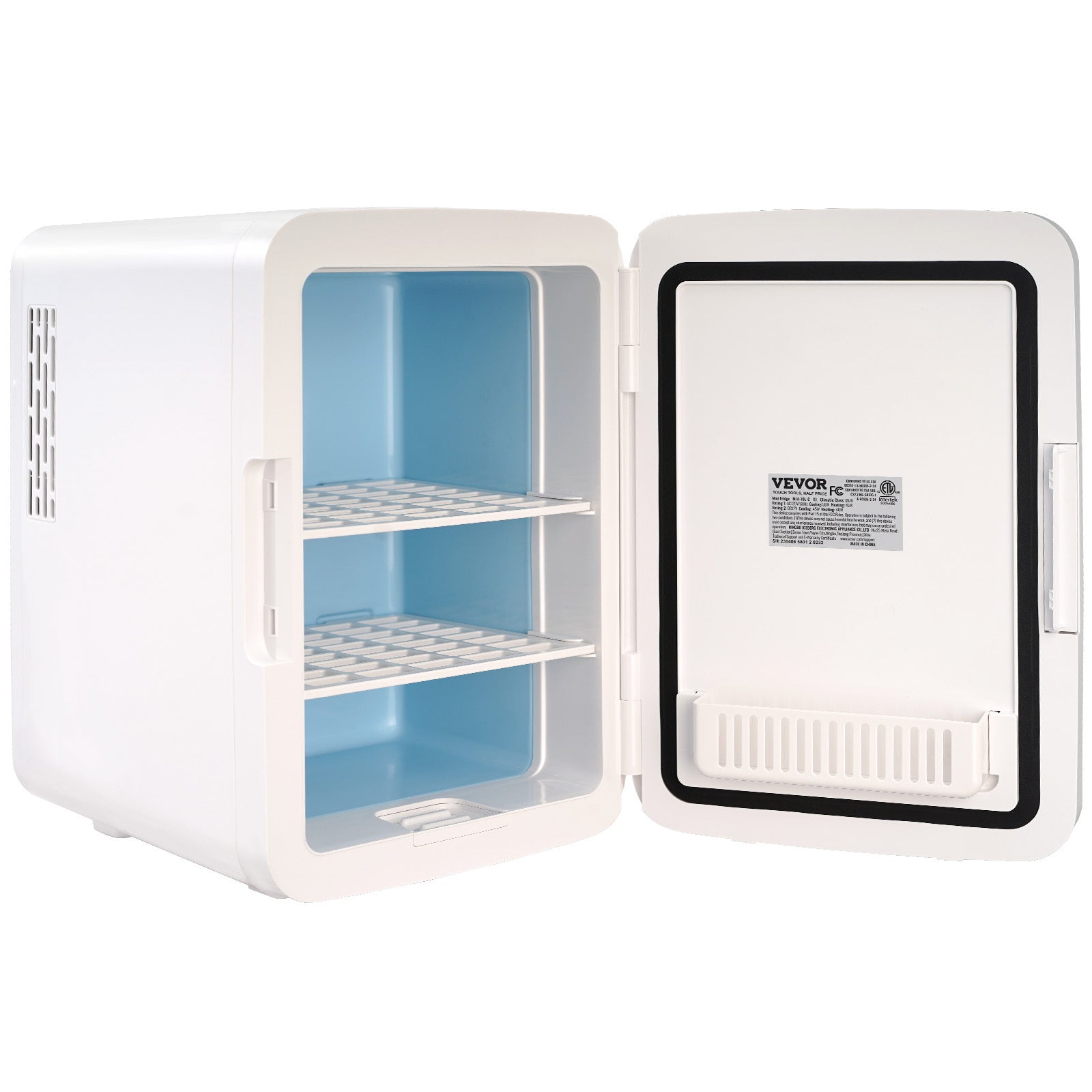 Vevor Mini Fridge,10L 12 Can Luxury Skin Care Refrigerator,  Small Beverage Fridges For Bedroom Office Dorm Car Travel,  AC DC Cooler & Heat For Foods, Drink, Breast Milk Storage & Chill, White