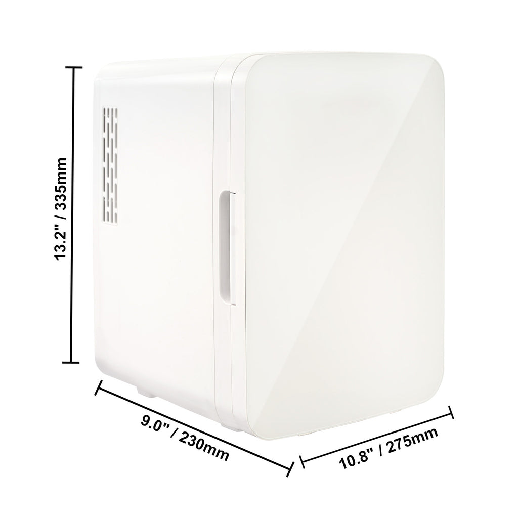 Vevor Mini Fridge,10L 12 Can Luxury Skin Care Refrigerator,  Small Beverage Fridges For Bedroom Office Dorm Car Travel,  AC DC Cooler & Heat For Foods, Drink, Breast Milk Storage & Chill, White