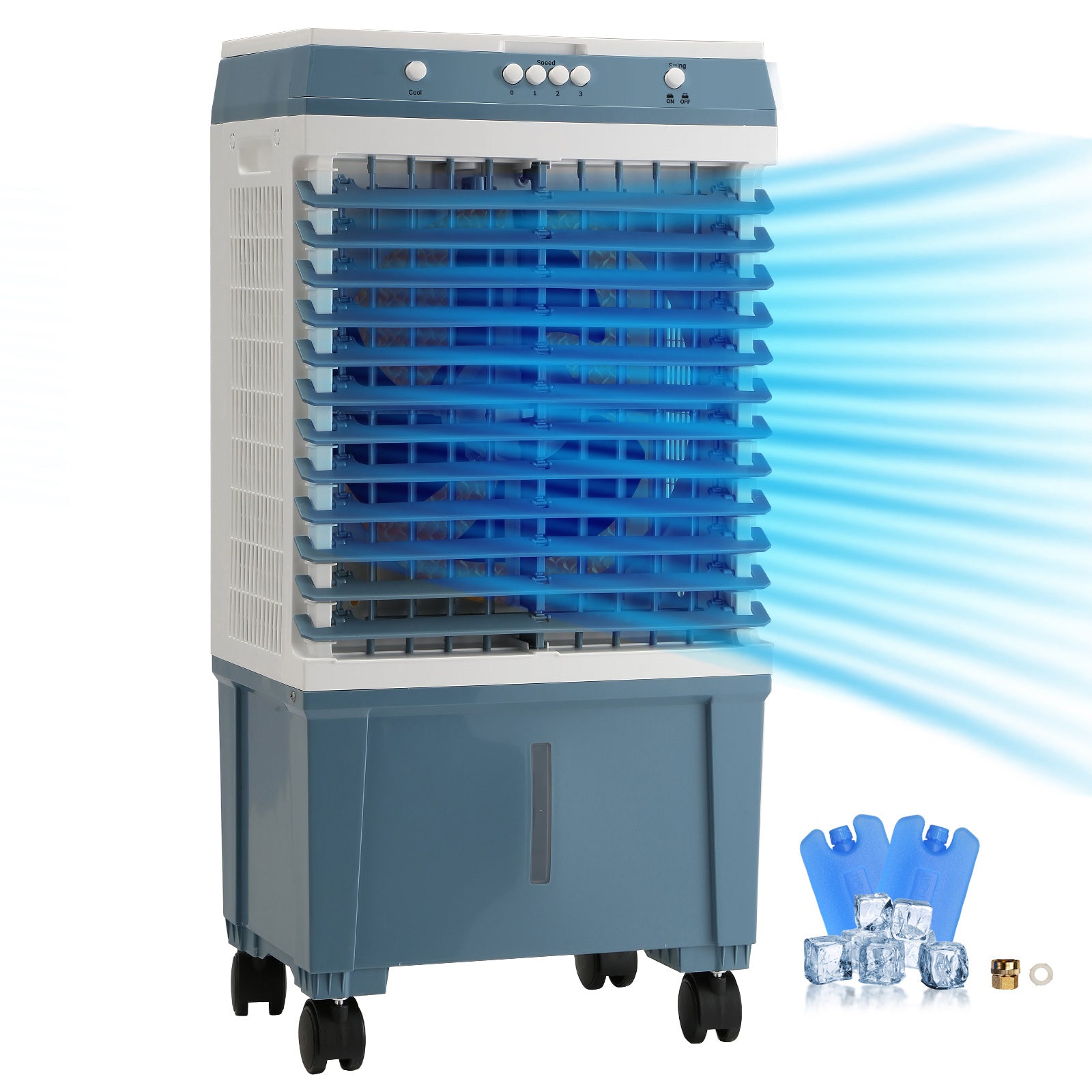 VEVOR Evaporative Cooler, 1400 CFM Air Cooler, Oscillating Swamp Cooler ,5 Gal Portable Air Cooler For 550 Sq.ft With 3 Speeds Adjustable Control, Indoor Outdoor Use, FCC Listed